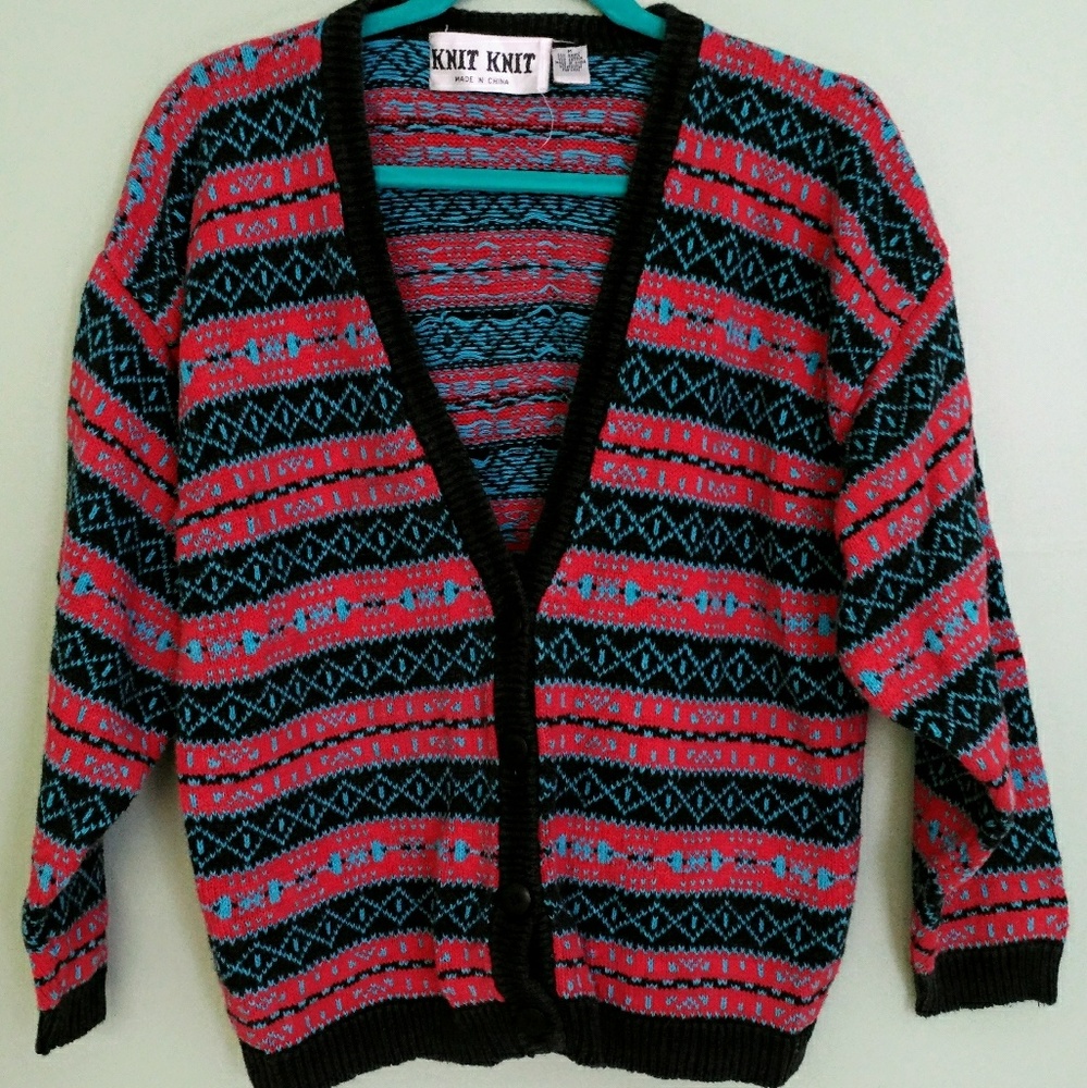 Geometric Vintage Grandpa Sweater